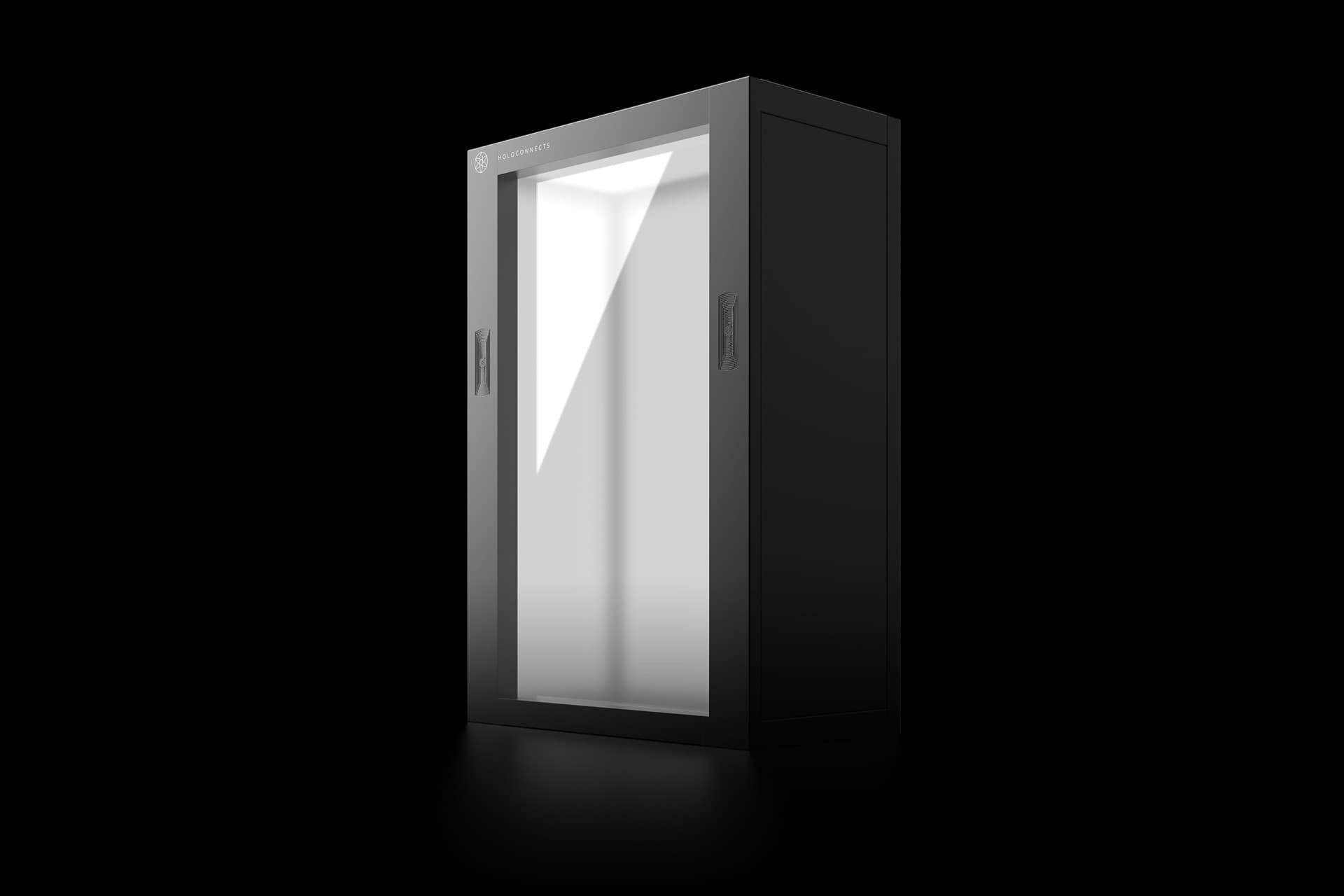 A Holobox hologram display shown life-size in a showroom.