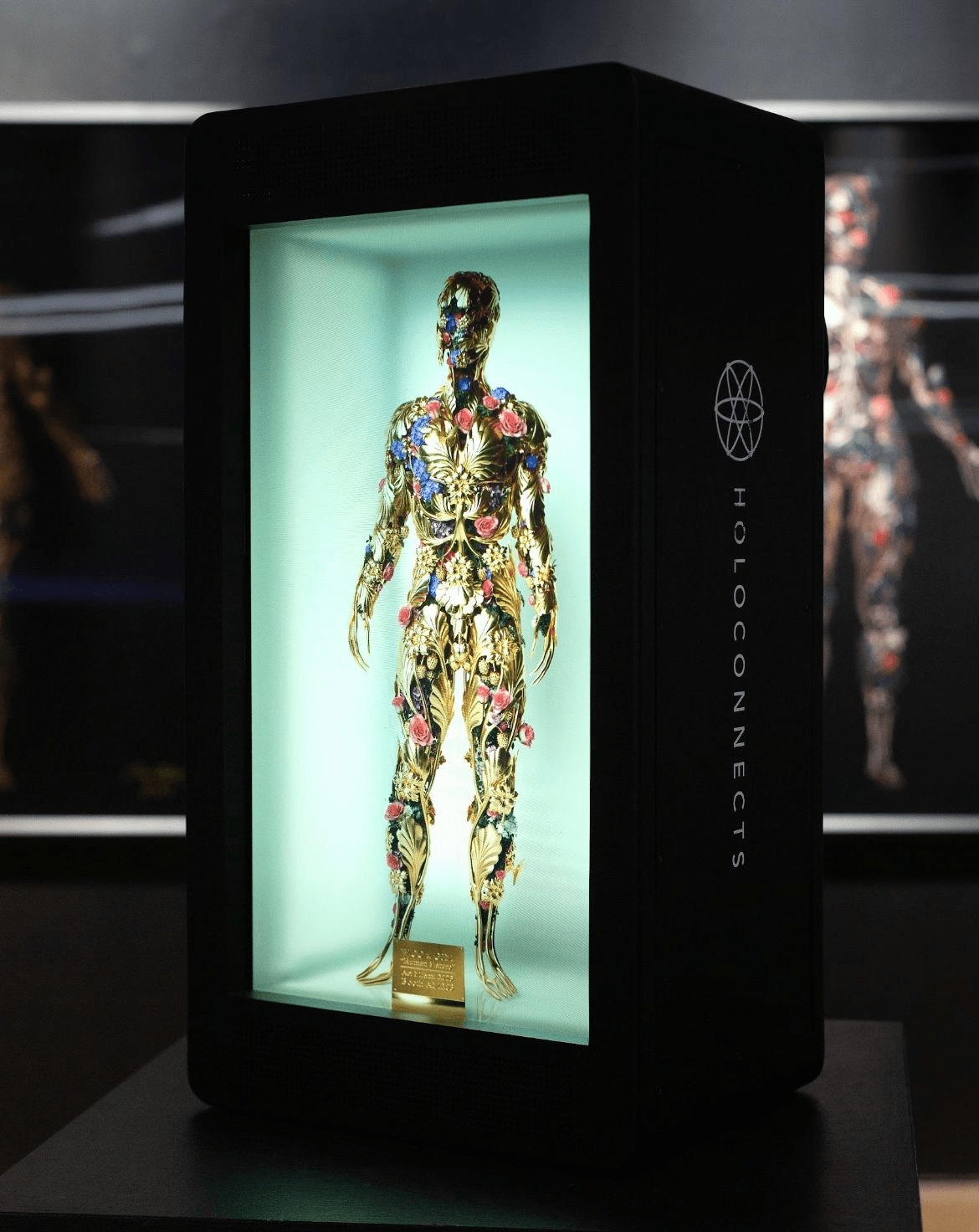 A Holobox displaying a hologram performance on stage.